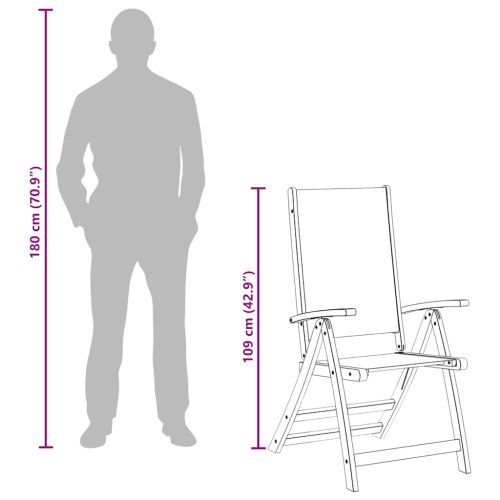 Сгъваеми градински столове, 4 бр, акация масив и textilene