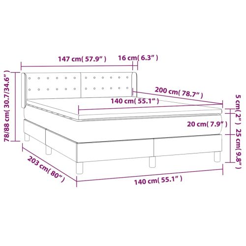 Боксспринг легло с матрак, тъмнозелено, 140x200 см, кадифе