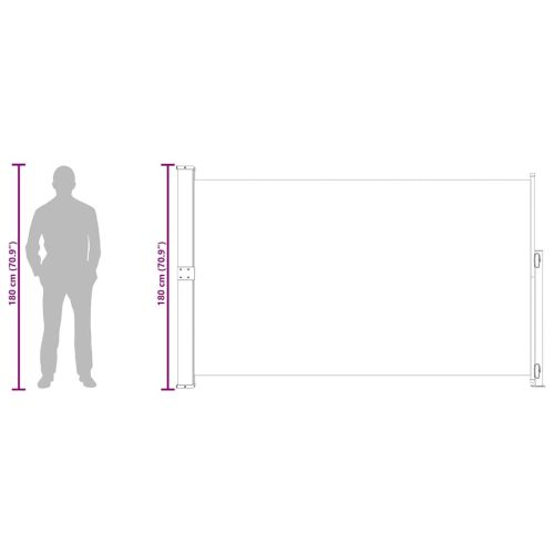 Прибираща се дворна странична тента, 180x300 см, черна