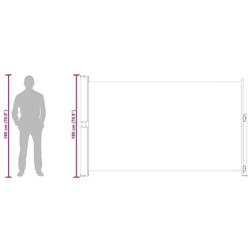 Прибираща се дворна странична тента, 180x300 см, кремава