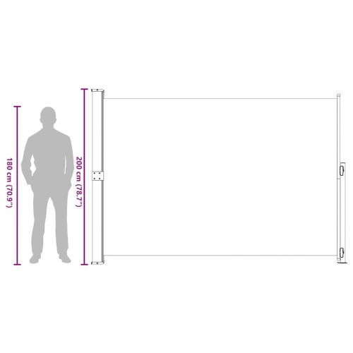 Прибираща се дворна странична тента, 200x300 см, сива