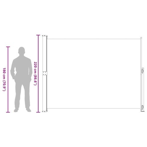 Прибираща се дворна странична тента, 220x300 см, черна