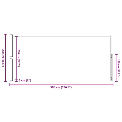 Прибираща се дворна странична тента, 220x500 см, червена