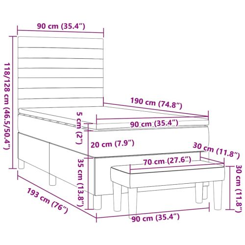 Боксспринг легло с матрак, тъмнозелено, 90x200 см, кадифе