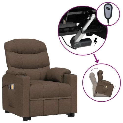 Изправящ масажен стол, кафяв, текстил