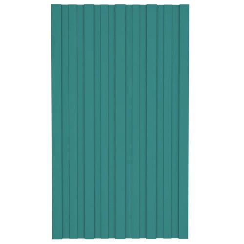 Покривни панели, 12 бр, поцинкована стомана, зелени, 80х45 см