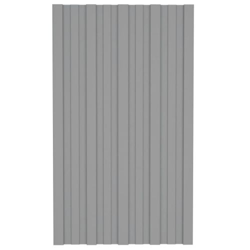 Покривни панели, 12 бр, поцинкована стомана, сиви, 80х45 см