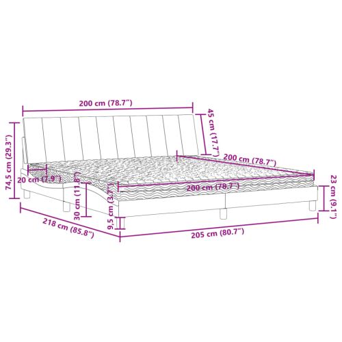 Легло с матрак Hanko, розово, 200x200 см, кадифе
