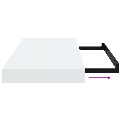 Окачени стенни рафтове, 2 бр, бял гланц, 50x23x3,8 см, МДФ