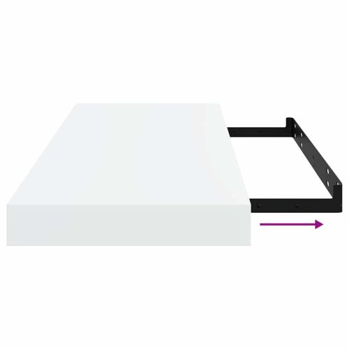 Окачени стенни рафтове, 2 бр, бял гланц, 60x23,5x3,8 см, МДФ