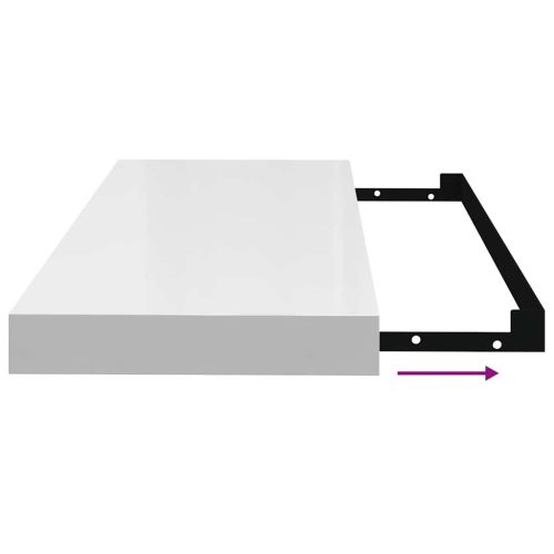 Окачени стенни рафтове, 4 бр, бял гланц, 60x23,5x3,8 см, МДФ