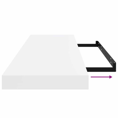 Окачени стенни рафтове, 2 бр, бял гланц, 80x23,5x3,8 см, МДФ