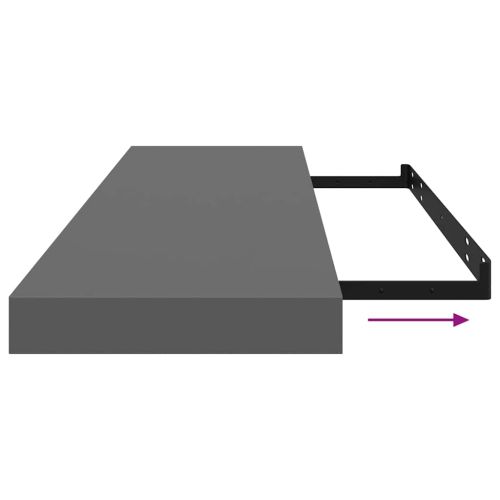 Окачени стенни рафтове, 4 бр, сив гланц, 90x23,5x3,8 см, МДФ