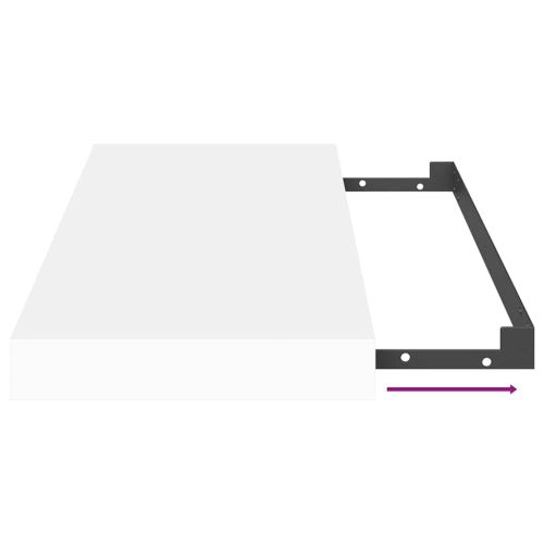 Окачени стенни рафтове, 2 бр, бели, 50x23x3,8 см, МДФ