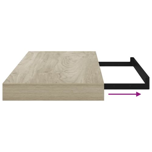 Окачени стенни рафтове, 2 бр, дъб, 50x23x3,8 см, МДФ