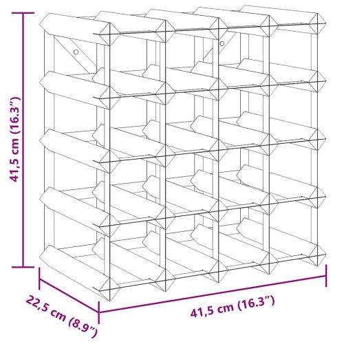 Стойка за вино за 20 бутилки, черна, масивна борова дървесина