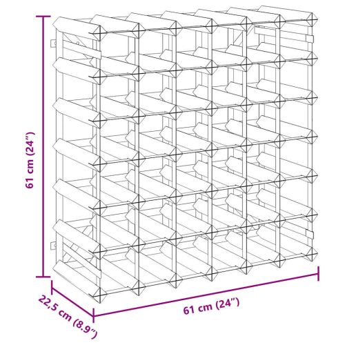 Стойка за вино за 42 бутилки, черна, масивна борова дървесина