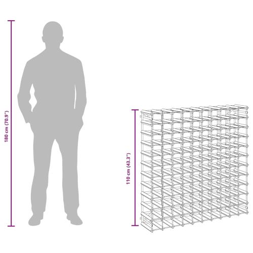Стойка за вино за 120 бутилки, черна, масивна борова дървесина