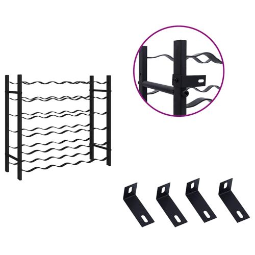 Стойка за вино за 36 бутилки, черна, желязна