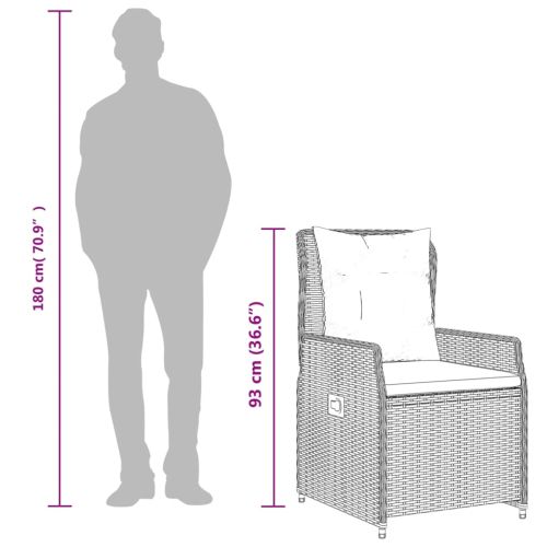 Градински трапезен комплект 7 части с възглавници сив полиратан