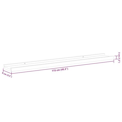 Стенни рафтове, 2 бр, бял гланц, 115x9x3 см