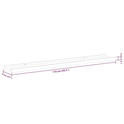 Стенни рафтове, 4 бр, бял гланц, 115x9x3 см