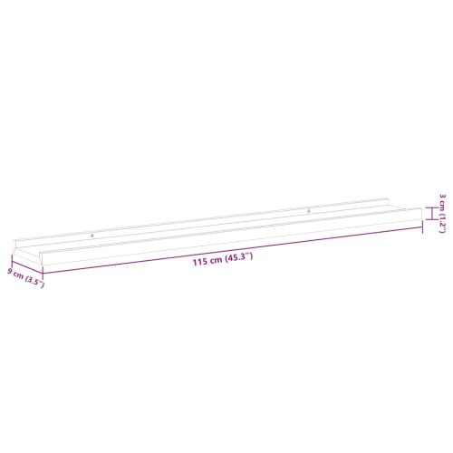 Стенни рафтове, 4 бр, бетонно сиви, 115x9x3 см