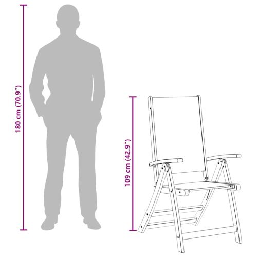 Сгъваеми градински столове, 4 бр, акация масив и textilene