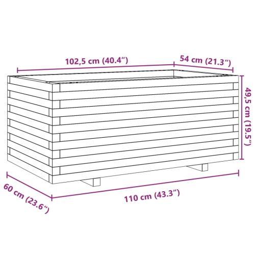 Градинска кашпа 110x60x49,5 см масивна борова дървесина