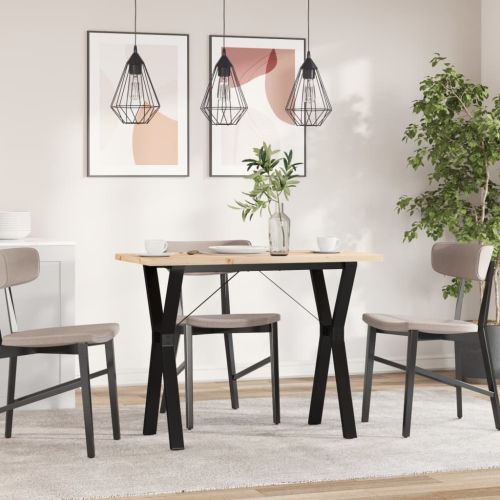 Трапезна маса Y-образна рамка 100x50x75,5 см бор масив и стомана