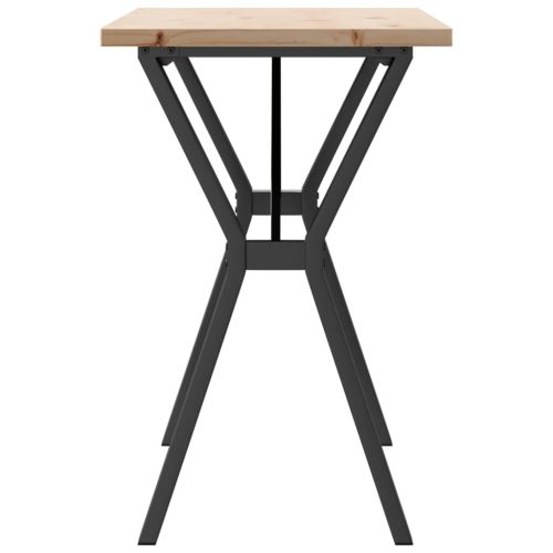 Трапезна маса Y-образна рамка 100x50x75,5 см бор масив и стомана