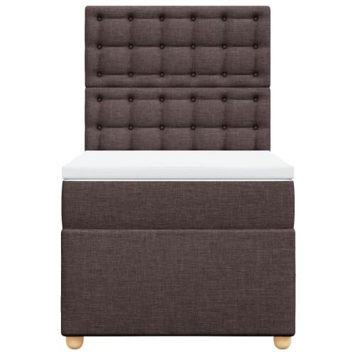 Боксспринг легло с матрак, тъмнокафяво, 90x200 см, плат