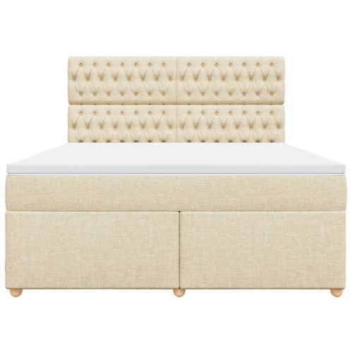 Боксспринг легло с матрак, кремава, 180x200 см, плат