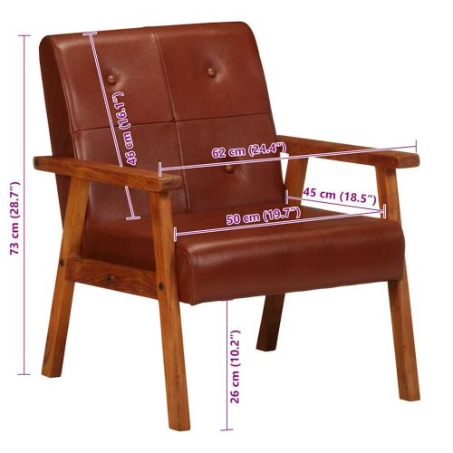 Фотьойл, кафяв, естествена кожа