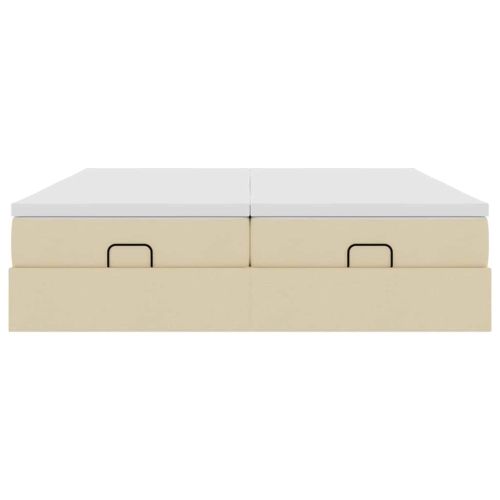 Османска легло с матраци, кремаво, 200x200 см, плат