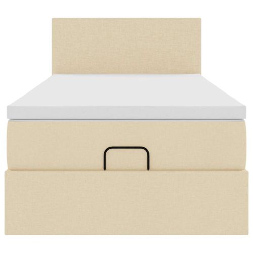 Османска легло с матрак, кремаво, 100x200 см, плат