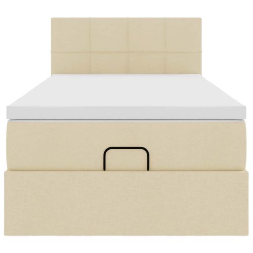 Османска легло с матрак, кремаво, 100x200 см, плат
