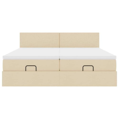 Османска легло с матраци, кремаво, 200x200 см, плат