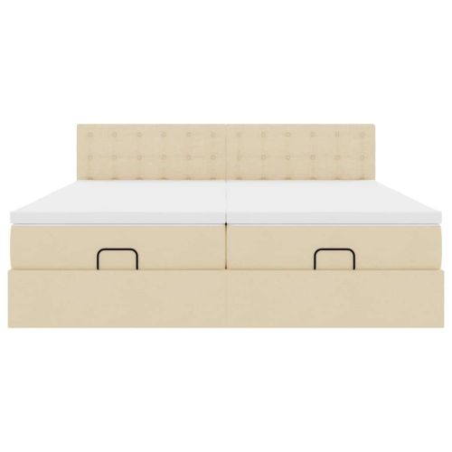 Османска легло с матраци, кремаво, 200x200 см, плат