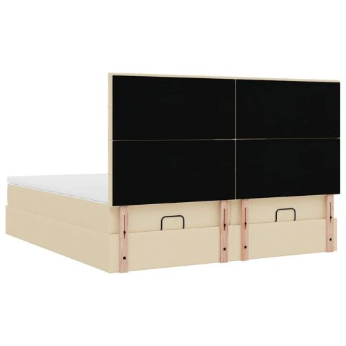 Османска легло с матраци, кремаво, 200x200 см, плат