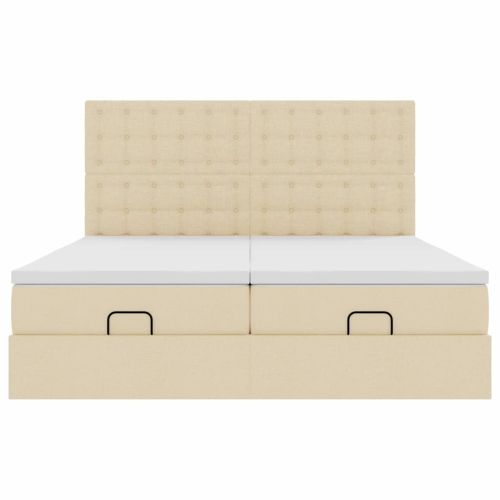 Османска легло с матраци, кремаво, 200x200 см, плат