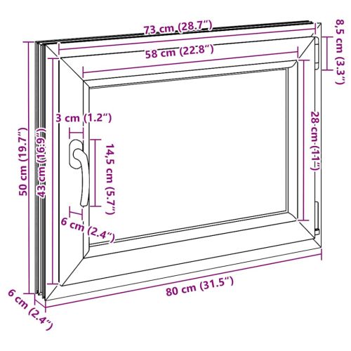 Прозорец за мазе "RISOR" 80x50 см Отварящо-отваряем DIN десен антрацит