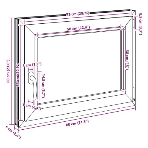 Прозорец за мазе "RISOR" 80x60 см Отварящо-отваряем DIN десен антрацит