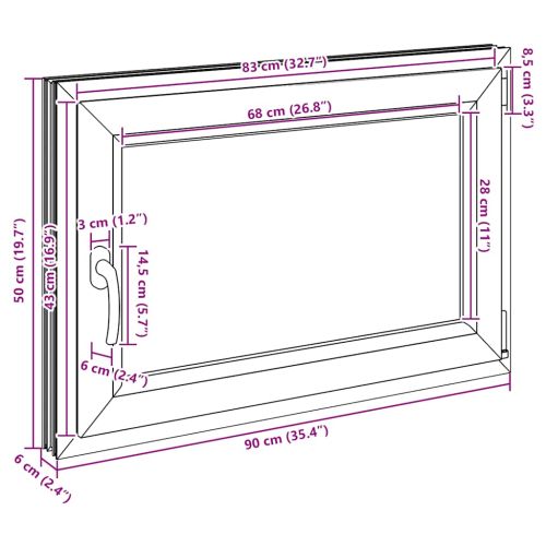 Прозорец за мазе "RISOR" 90x50 см Отварящо-отваряем DIN десен антрацит