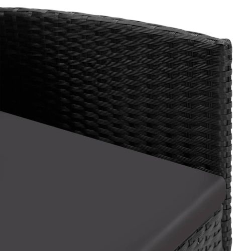 Градински трапезен комплект 5 части черен полиратан и стомана