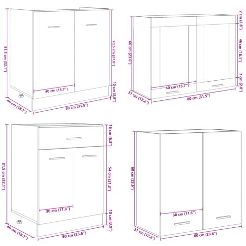 Комплект кухненски шкафове от 4 части "Lyon" дъб сонома, инженерно дърво