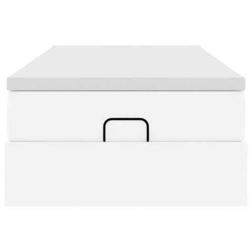 Османска легло с матрак, бяло, 90x190 см, изкуствена кожа