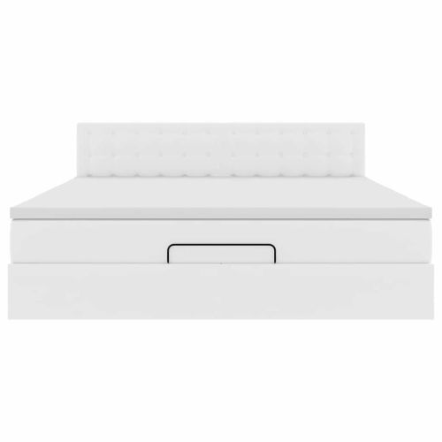 Османска легло с матрак, бяло, 160x200 см, изкуствена кожа