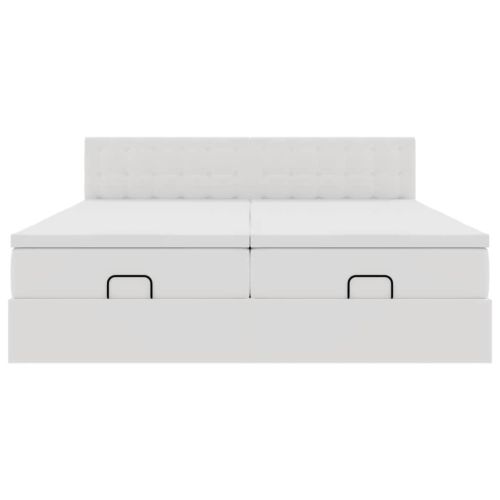 Османска легло с матраци, бяло, 160x200 см, изкуствена кожа