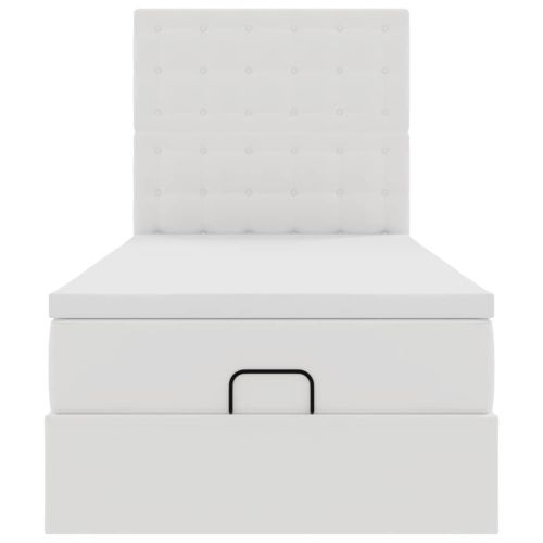 Османска легло с матрак, бяло, 90x190 см, изкуствена кожа